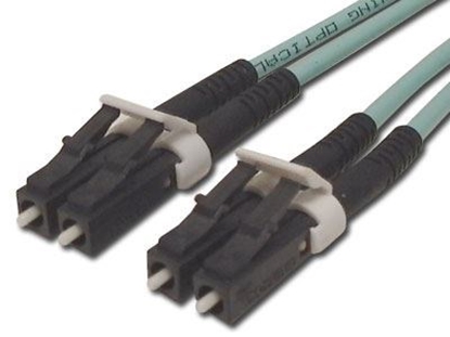 Picture of 30 m Multimode Duplex Fiber Optic Patch Cable (50/125) OM3 Aqua - Laser Opt - LC to LC