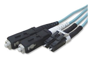 Picture of 1 m Multimode Duplex Fiber Optic Patch Cable (50/125) OM3 Aqua - Laser Opt - LC to SC