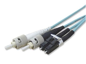 Picture of 1 m Multimode Duplex Fiber Optic Patch Cable (50/125) OM3 Aqua - Laser Opt - LC to ST