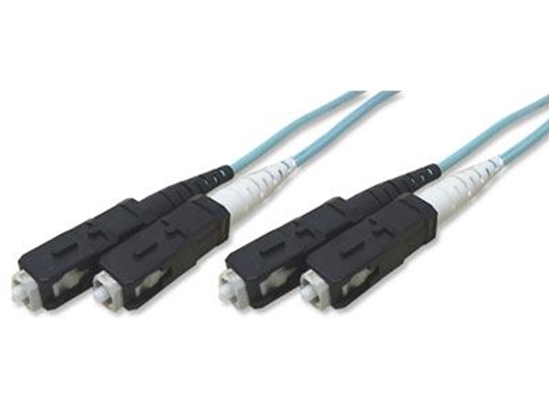 Picture of 3 m Multimode Duplex Fiber Optic Patch Cable (50/125) OM3 Aqua - Laser Opt - SC to SC