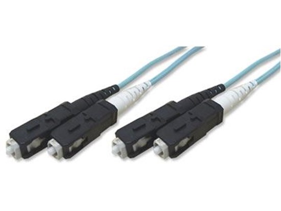 Picture of 30 m Multimode Duplex Fiber Optic Patch Cable (50/125) OM3 Aqua - Laser Opt - SC to SC