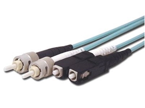 Picture of 1 m Multimode Duplex Fiber Optic Patch Cable (50/125) OM3 Aqua - Laser Opt - SC to ST