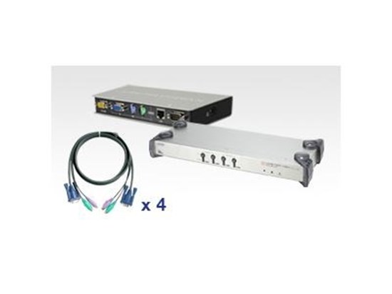 4 Port PS/2 KVM Switch w/ IP Access Unit and 8-PS/2 Cables at Cables N More