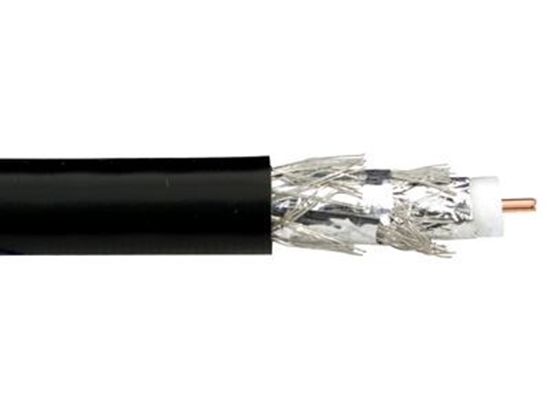 Picture of Coaxial RG-6 Quad Shielded Bulk Cable - Black, CMR, 1000 FT
