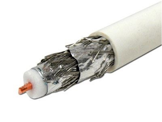 Picture of Coaxial RG-6 Quad Shielded Bulk Cable - White, CMR, 1000 FT
