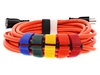 multiple colored cinch strap around orange cable