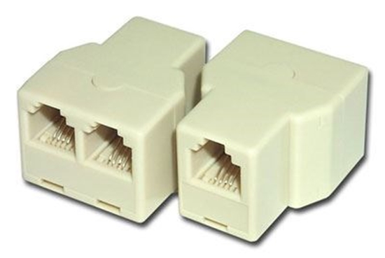 Picture of Modular Voice T Adapter - 1 Female to 2 Female (RJ11 - 6P4C for 4 Wire)