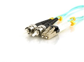 Picture of 30m Multimode Duplex Fiber Optic Patch Cable (50/125) OM3 Aqua - Mini LC to ST