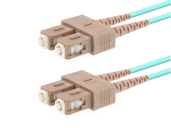 Picture of 4m Multimode Duplex Fiber Optic Patch Cable (50/125) OM3 Aqua - Laser Opt - SC to SC