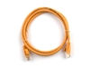 Over the top view of 3 foot orange CAT5e Patch Cable coiled