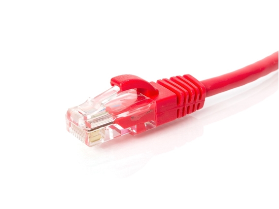 Picture of CAT5e Patch Cable - 25 FT, Red Crossover, Booted