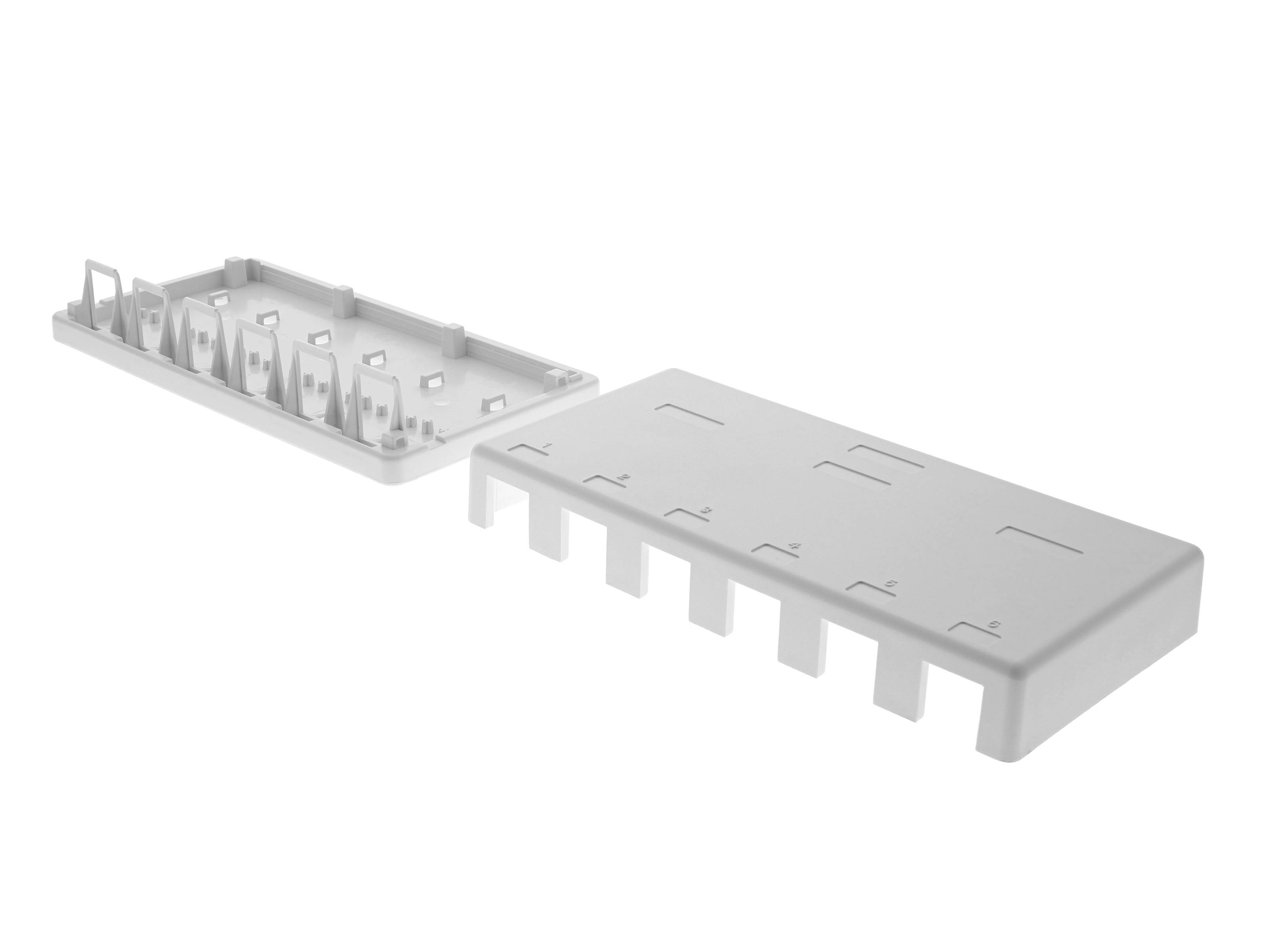 Networx 6-Port Keystone Jack Surface Mount Box - White Data & Voice Wall Mount Enclosure