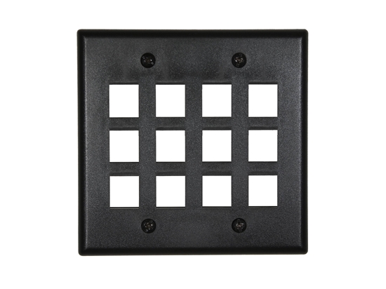 Picture of 12 Port Keystone Faceplate - Dual Gang - Black