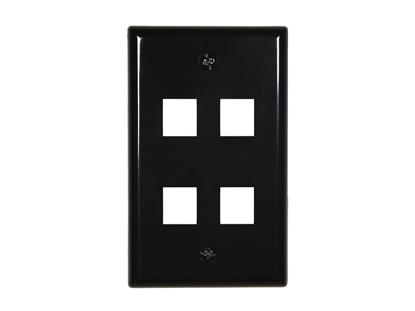 Picture of 4 Port Keystone Faceplate - Single Gang - Black