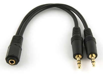 Picture of .5 FT Audio "Y" Splitter Cable - 3.5mm Female to Stereo Males