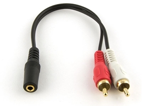 Picture of .5 FT Audio "Y" Splitter Cable - 3.5mm Female to Left and Right Males