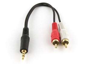 Picture of .5 FT Audio "Y" Splitter Cable - 3.5mm Male to Dual RCA Males
