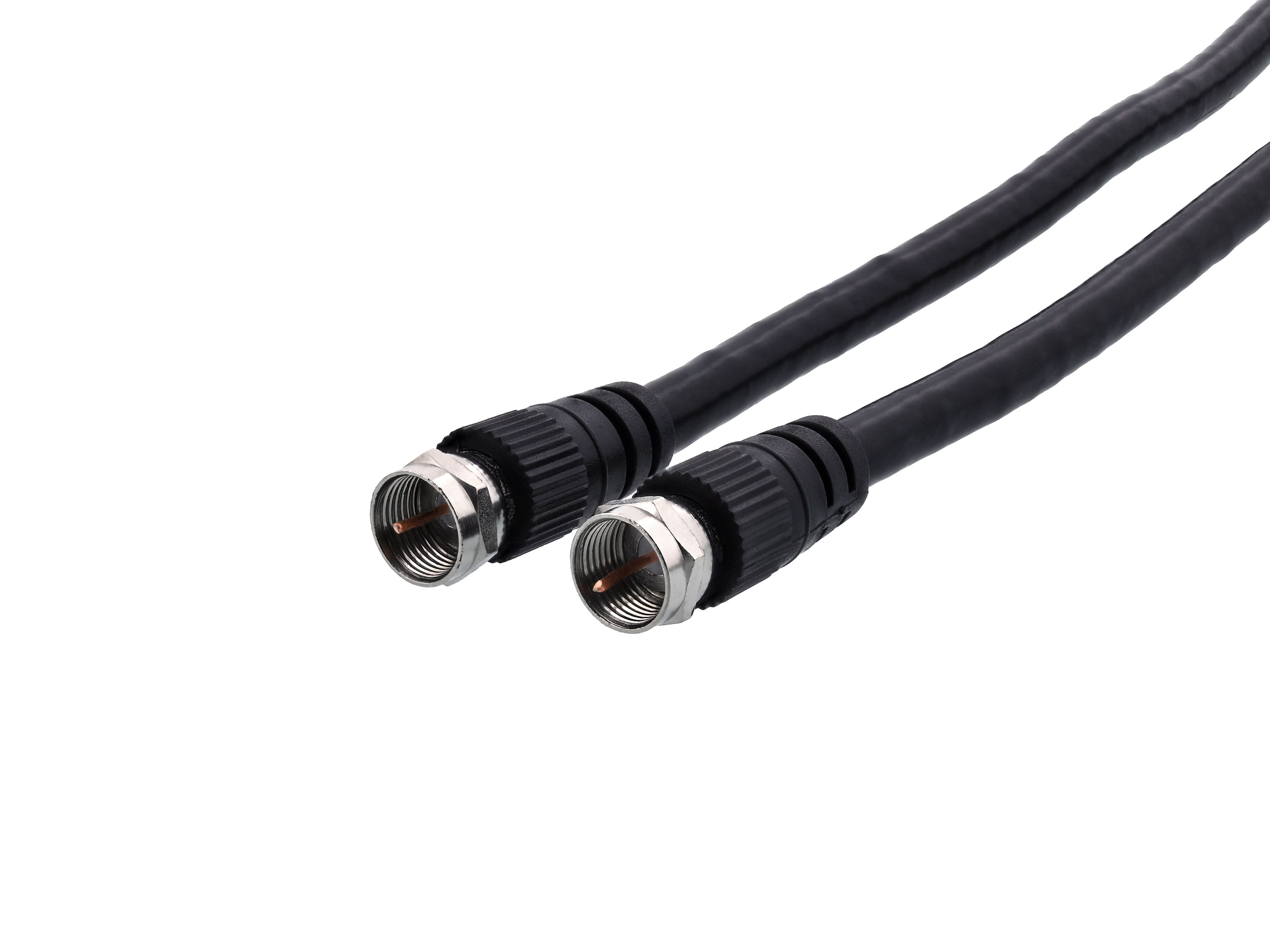 RG6 Coaxial for Cable TV - 3 ft, F Type, Black