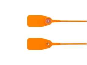 Picture of 12 1/2 Inch Blank Standard Orange Pull Tight Plastic Seal with Steel Locking Piece - 100 Pack
