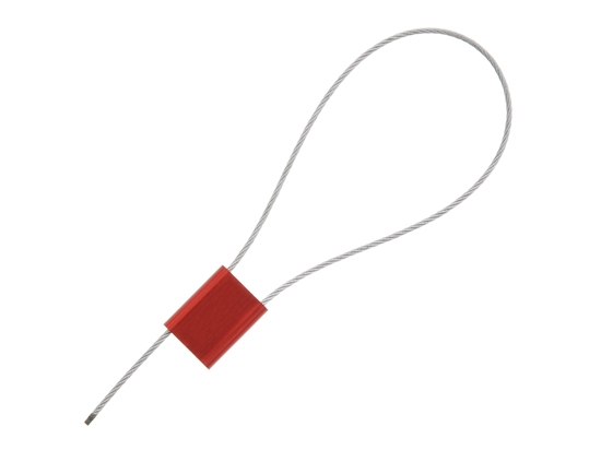 Picture of 12 Inch Red Blank Pull Tight Galvanized Steel Cable Seal with 1.8mm wire - 50 Pack