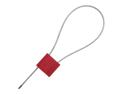 Picture of 12 Inch Red Blank Pull Tight Stainless Steel Cable Seal with 2.5mm wire - 50 Pack
