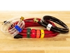 12 x 1 Inch Red Cinch Strap with Eyelet securing cables, hoses, and tubing