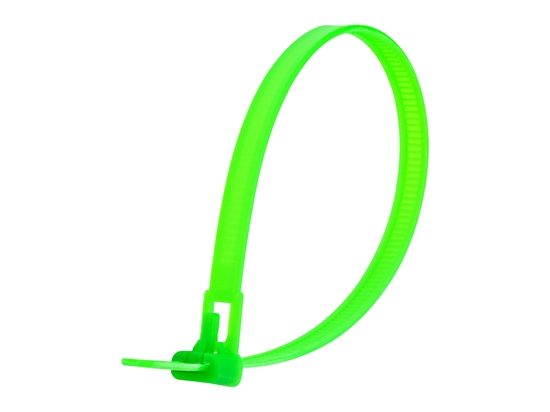 10 Inch Flourescent Green Standard Releasable Cable Tie