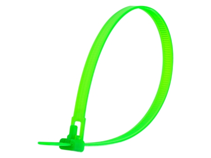 12 Inch Flourescent Green Standard Releasable Cable Tie