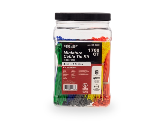 Picture of 1700 Piece 4 Inch Miniature Cable Tie Kit